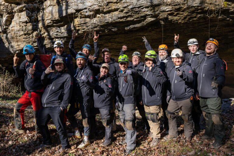 The Cave Rescue team at the cave entrance